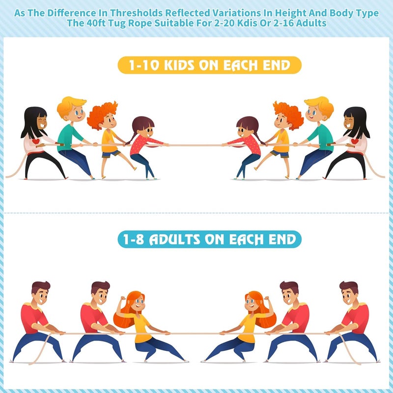 Redllo Tug of War Rope for Kids and Adults,Outdoor Field Day Family Reunion Birthday Party, Summer Outside Yard Backyard Lawn, Camping Picnic Carnival Games,Team Building (Blue, 40FT) - Image 5